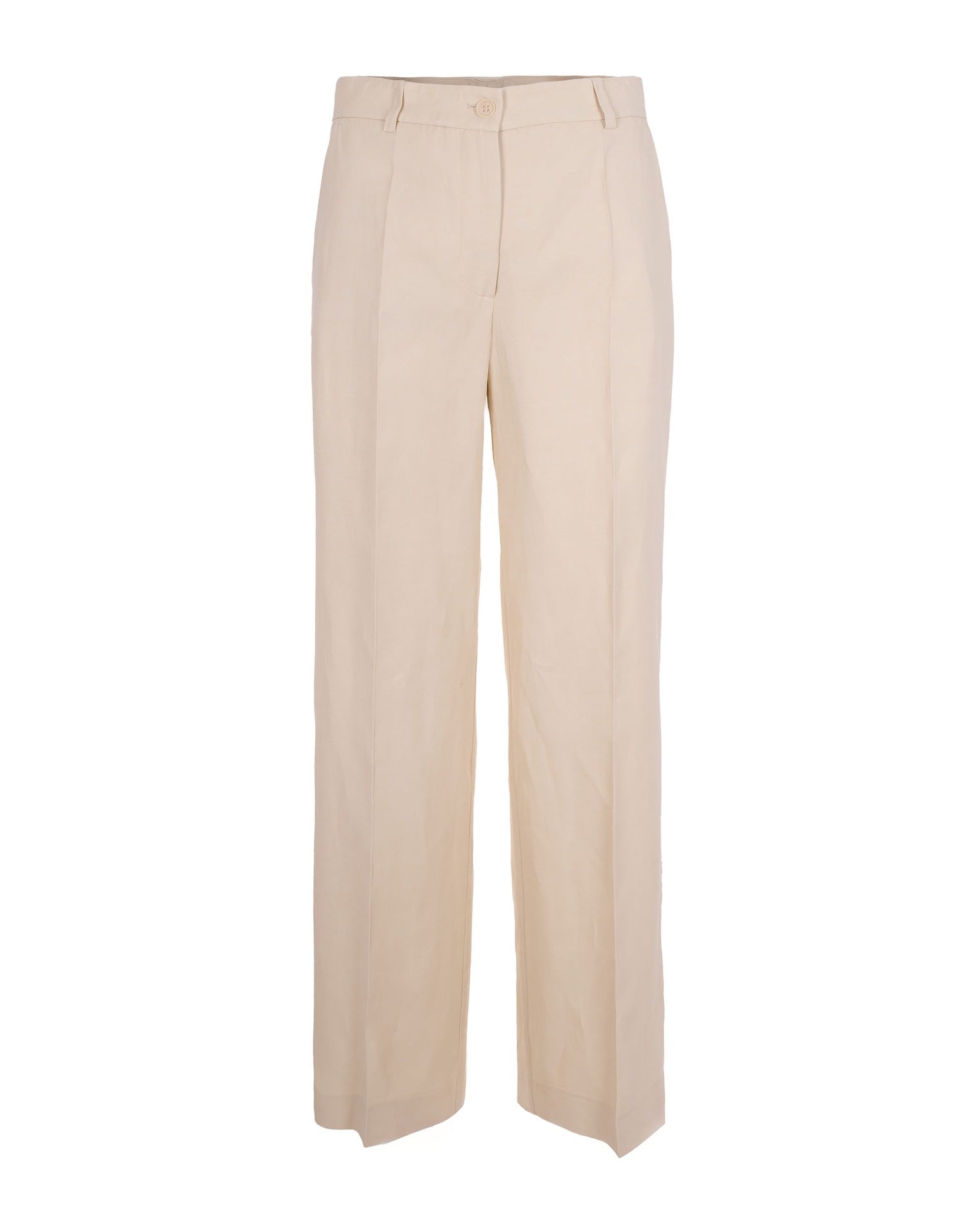 Viscose-Linen Palazzo Trousers — Beige