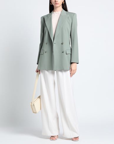 Alberta Ferretti Woman Blazer Sage green Size 6 Virgin Wool, Elastane