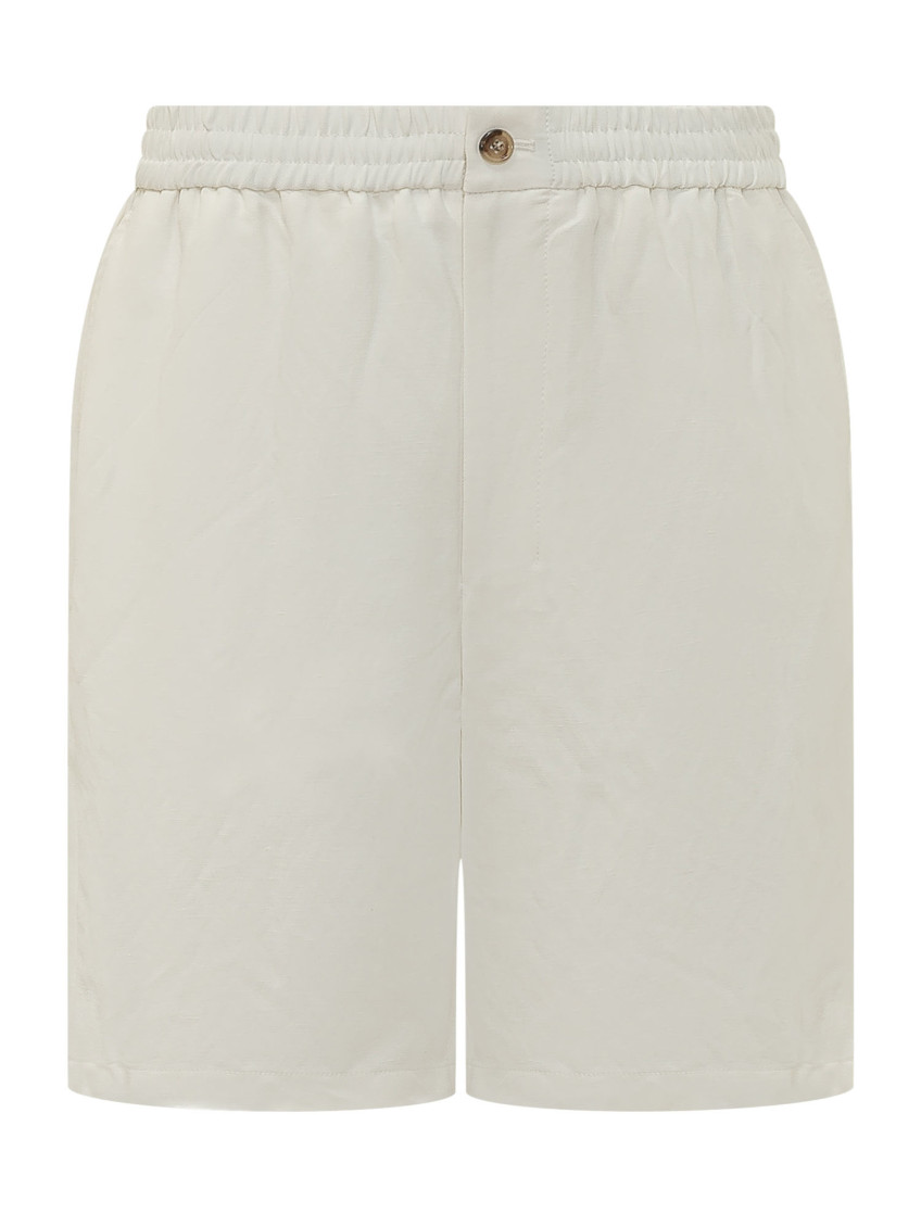 Off White Solid Shorts