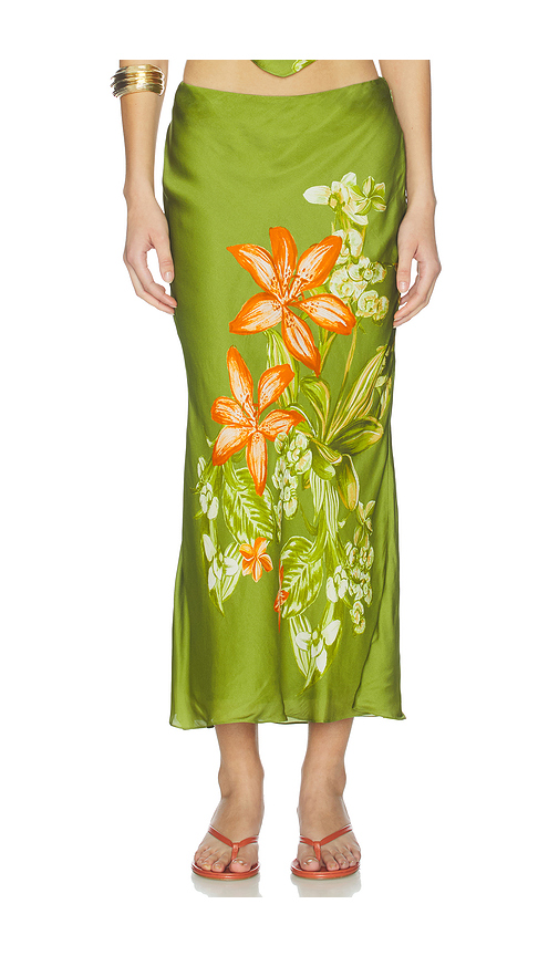 ROCOCO SAND Midi Skirt in Green. S. Also in XXS, XS, M, L