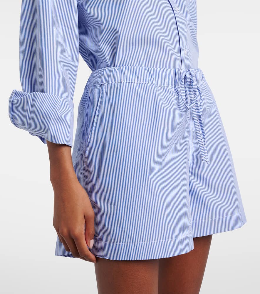 Striped cotton poplin shorts