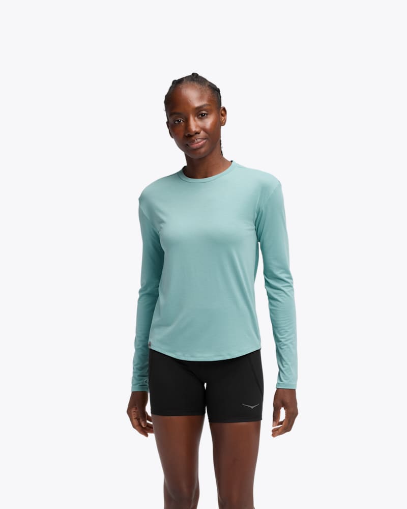 Women's HOKA Essential LS Tee Shirt in Sea Water