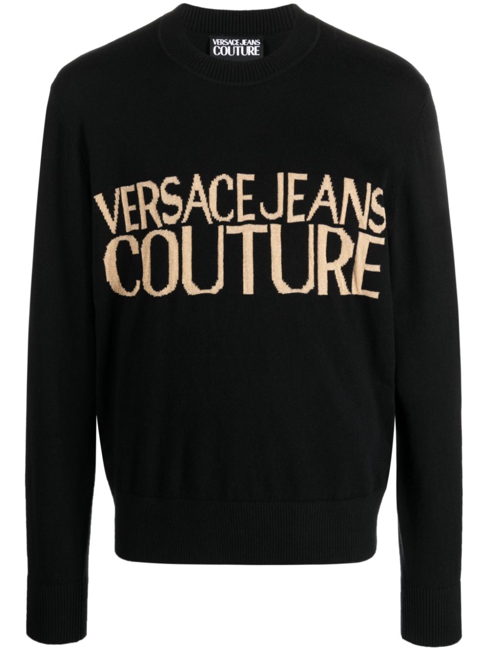 Intarsia-knit crew-neck jumper - Black