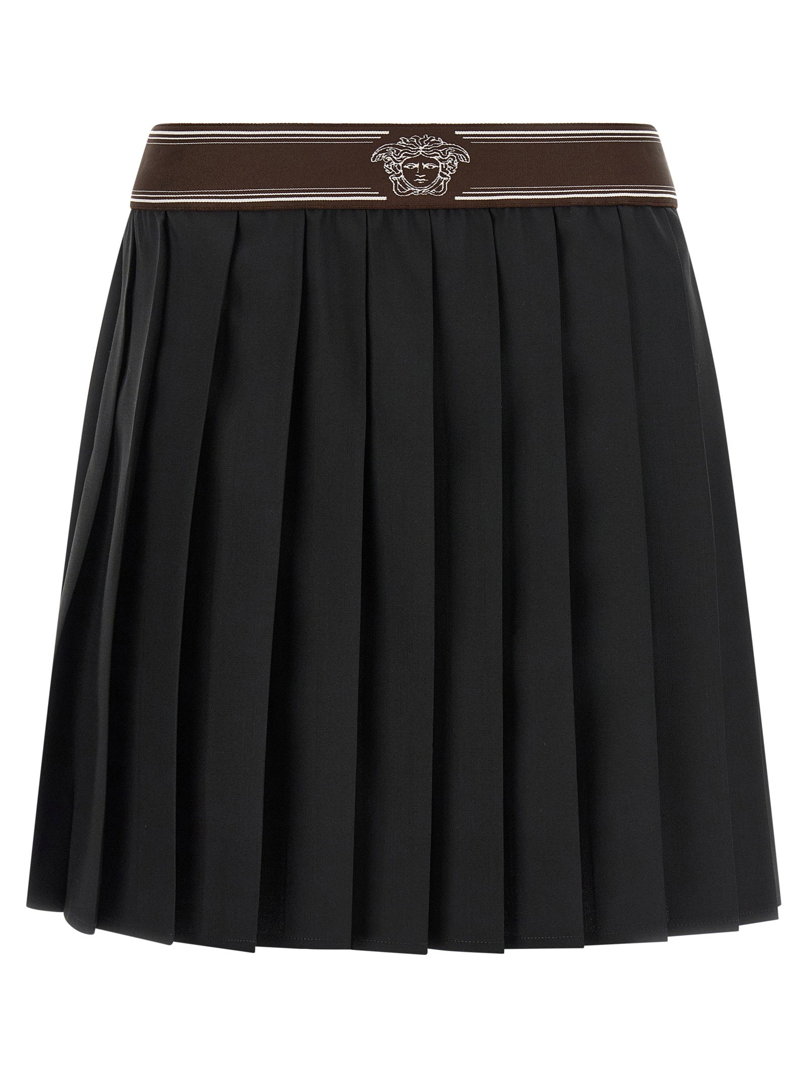Pleated Wool and Mohair Skirt — Black