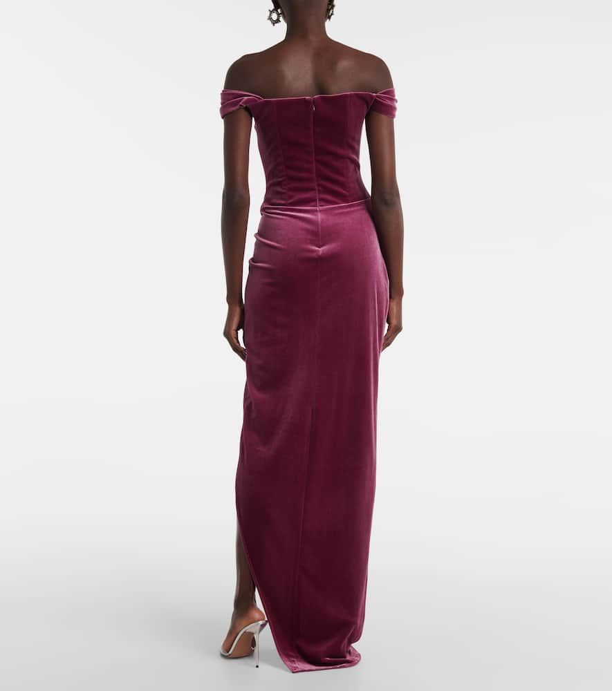 Alex Perry Asymmetric velvet bustier gown