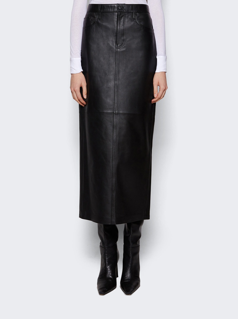 Leather maxi column skirt - Black