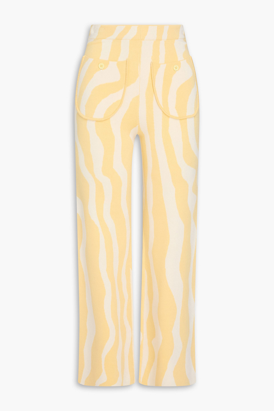 Two-tone knitted straight-leg pants - Yellow - XS