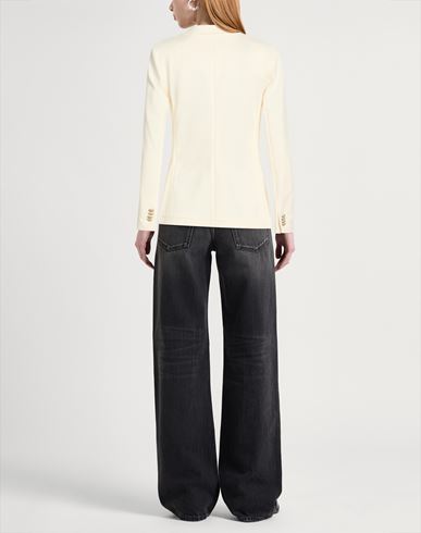 Woman Blazer Cream Size 6 Cotton, Lycra