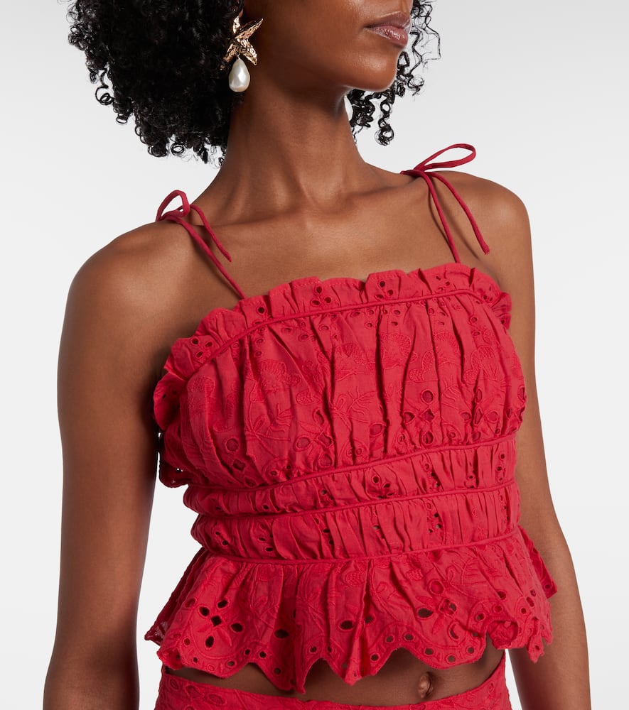 Broderie anglaise cropped cotton top