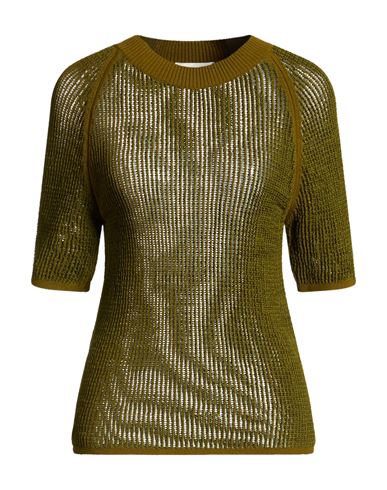Woman Sweater Military green Size L Viscose, Cotton, Polyester