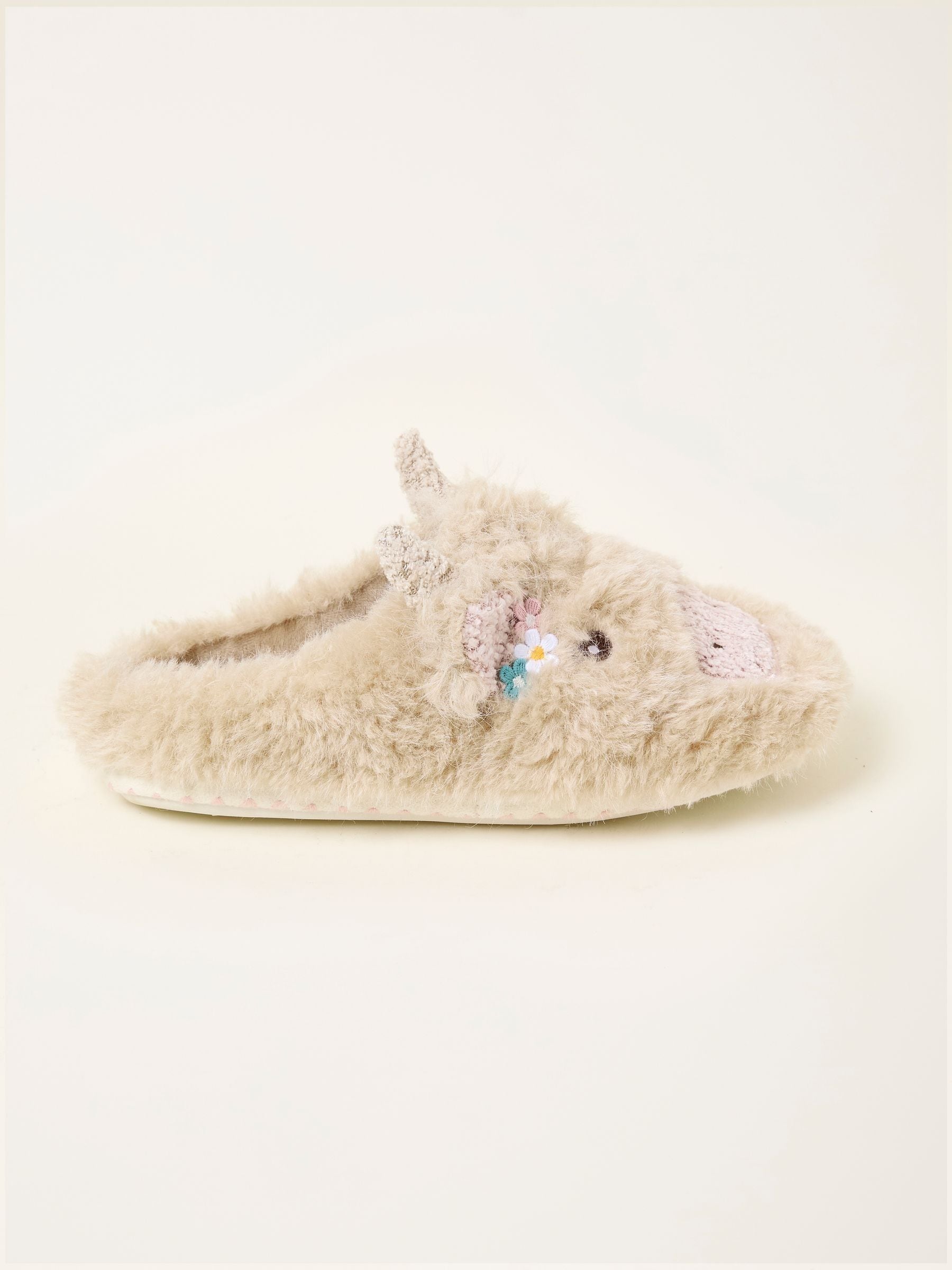 FatFace Hettie Natural Highland Cow Novelty Slippers