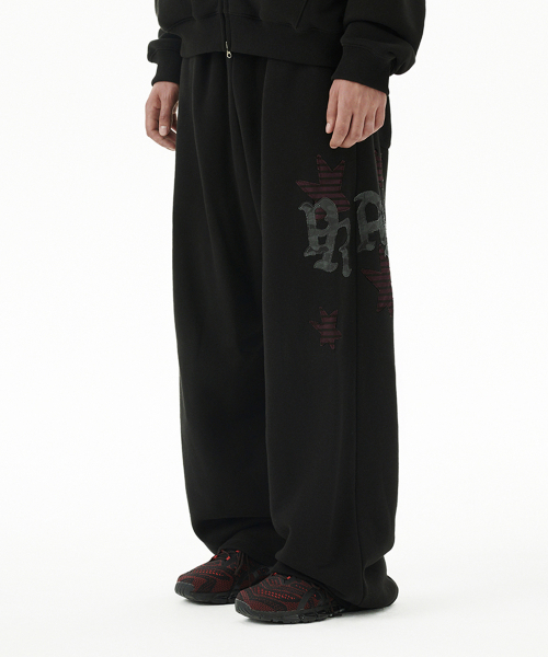 PRAY APPLIQUE SWEAT PANT BLACK