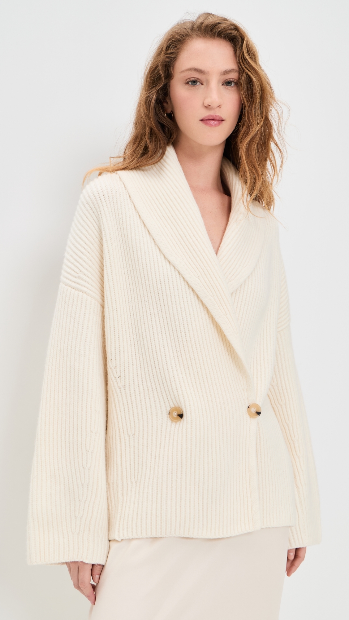 Draped Sweater Coat Off White
