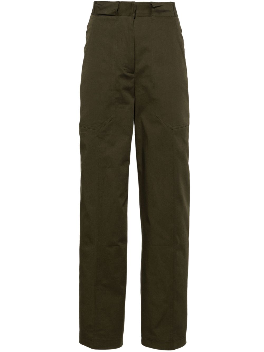 Tapered-leg twill trousers - Green