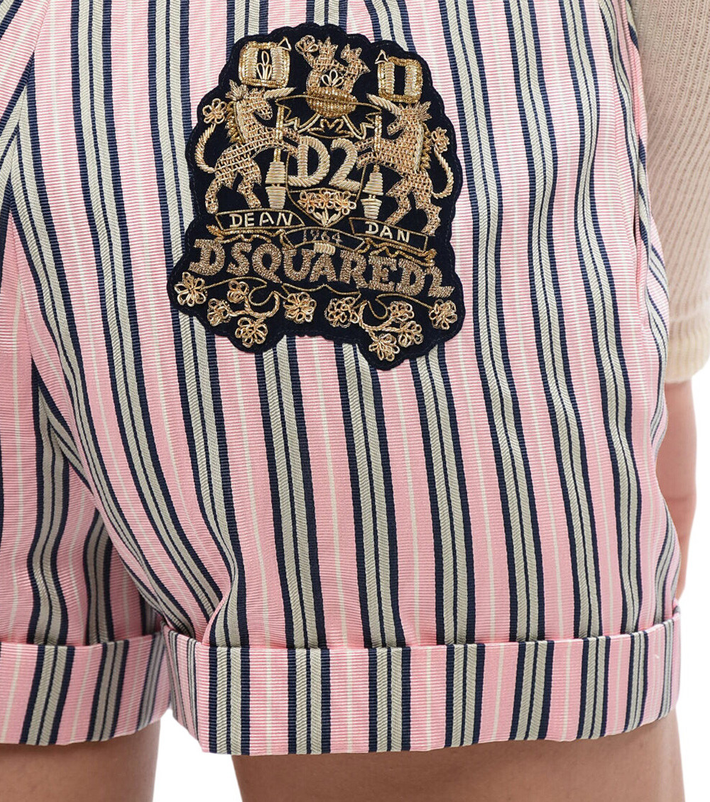 Preppy Boston Striped Cotton Blend Short