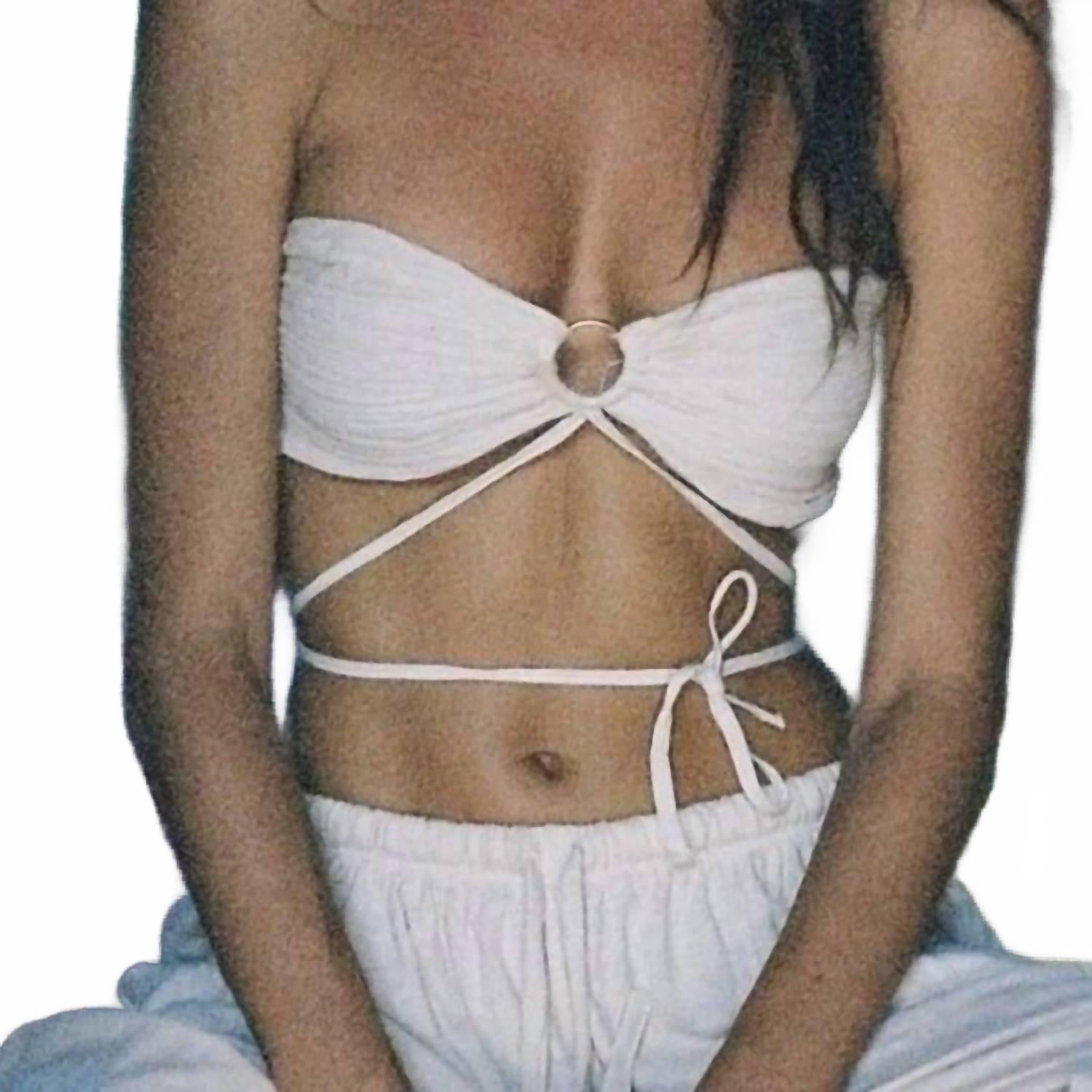 Women's Summer Bandeau Crop Top In Cream