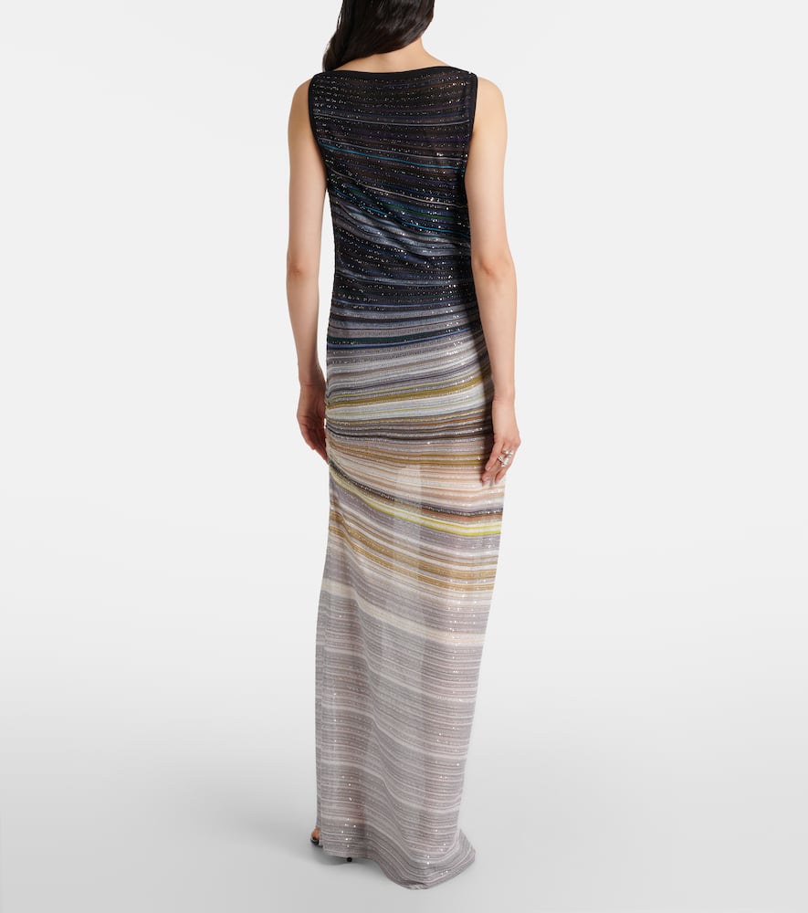 Sequined striped lamé maxi dress