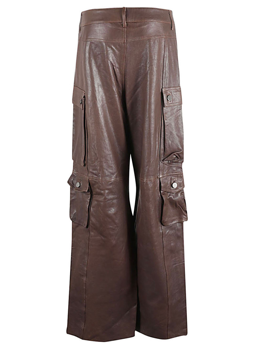 Brown Leather cargo pants