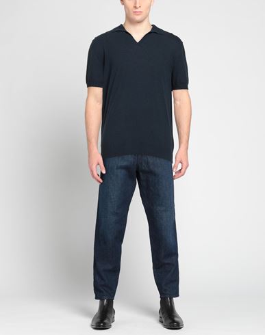 Man Polo shirt Midnight blue Size 42 Cotton, Polyamide
