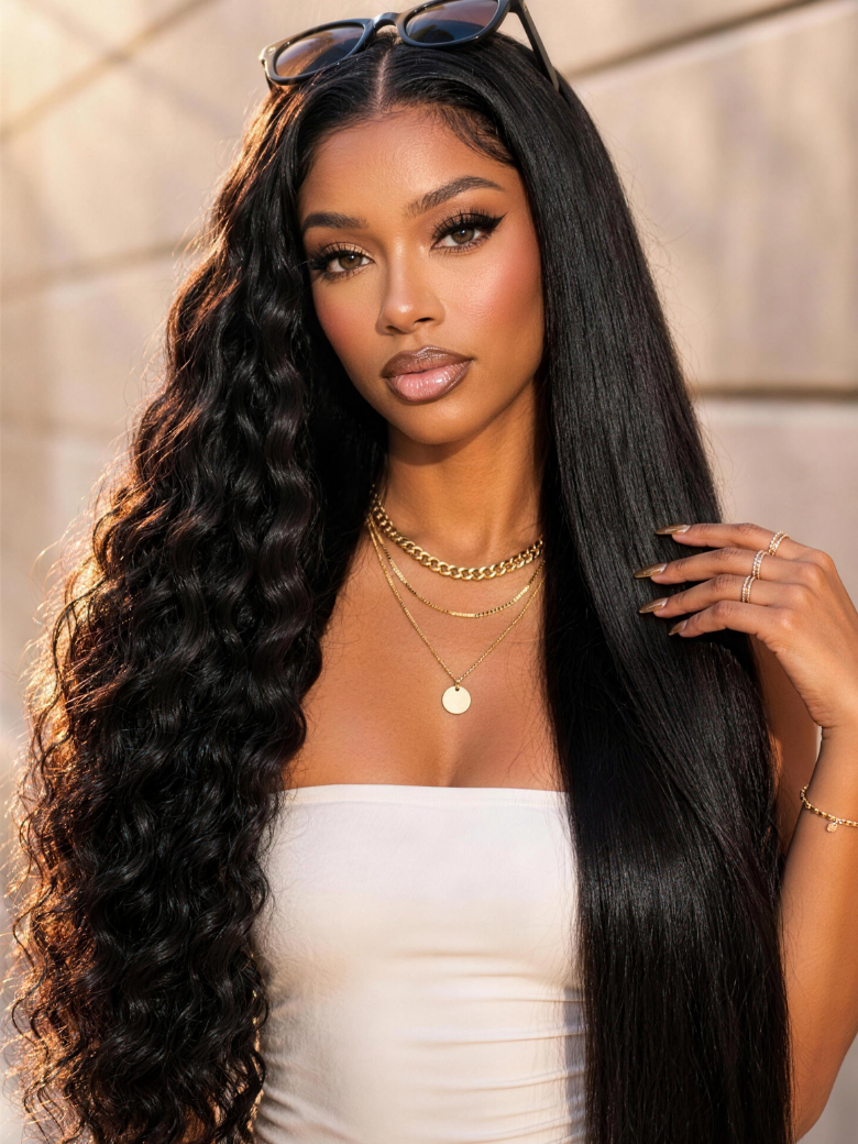 UNice 13x4 Bye Bye Slip™ Pre-Cut Lace Beach-Ready 2-in-1 Straight to Water Wave Glueless 100% Human Hair Wig Vip Exclusive