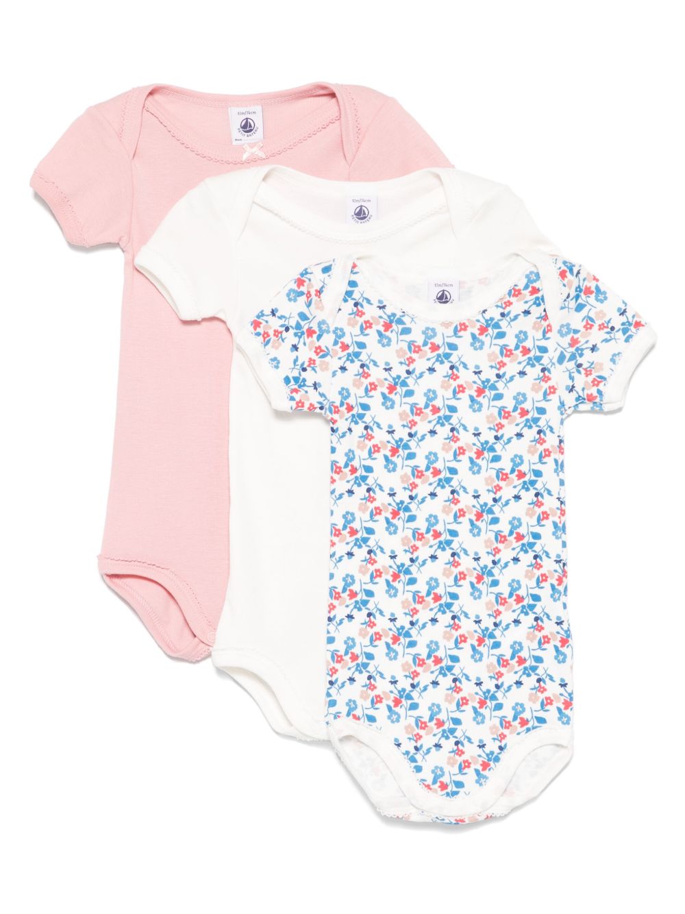 Petit Bateau cotton bodysuits (set of three) - White