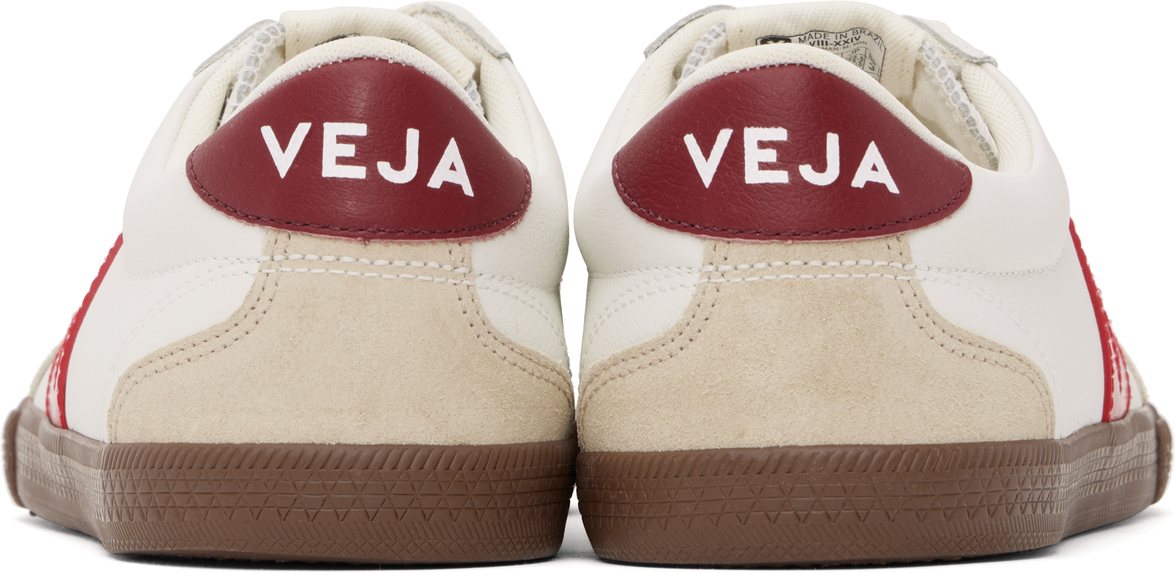 VEJA White & Red Volley Leather Sneakers