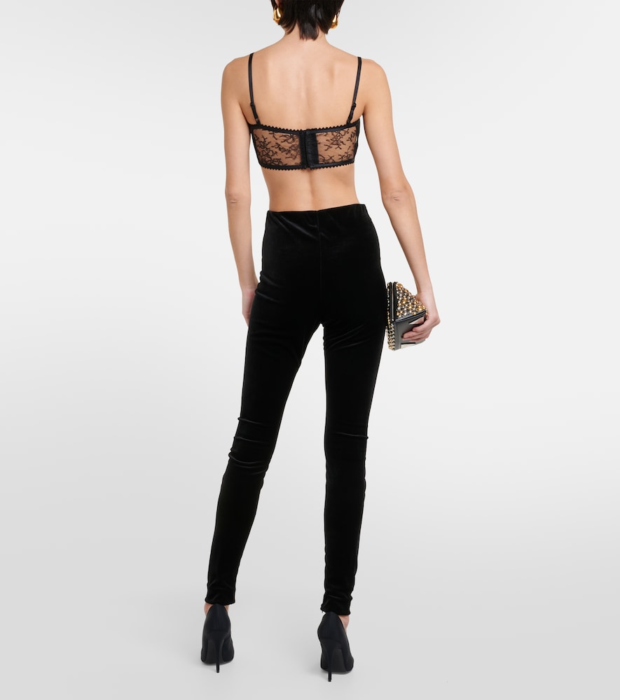 High-rise velvet leggings