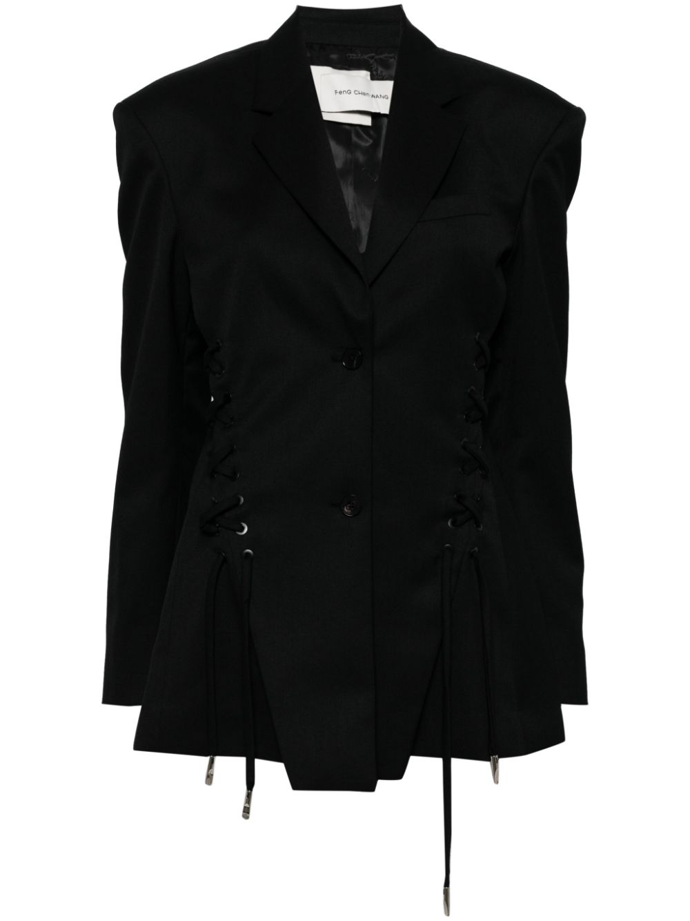Self-tie detail blazer - Black