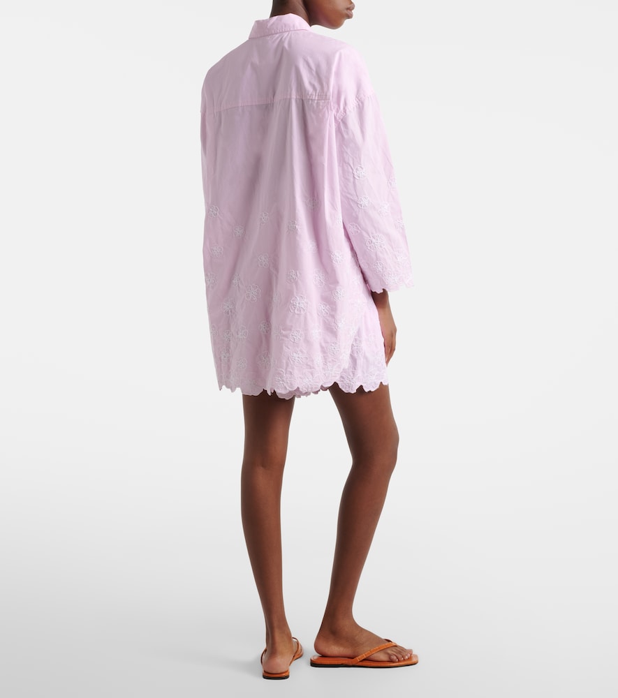 Embroidered cotton poplin shorts
