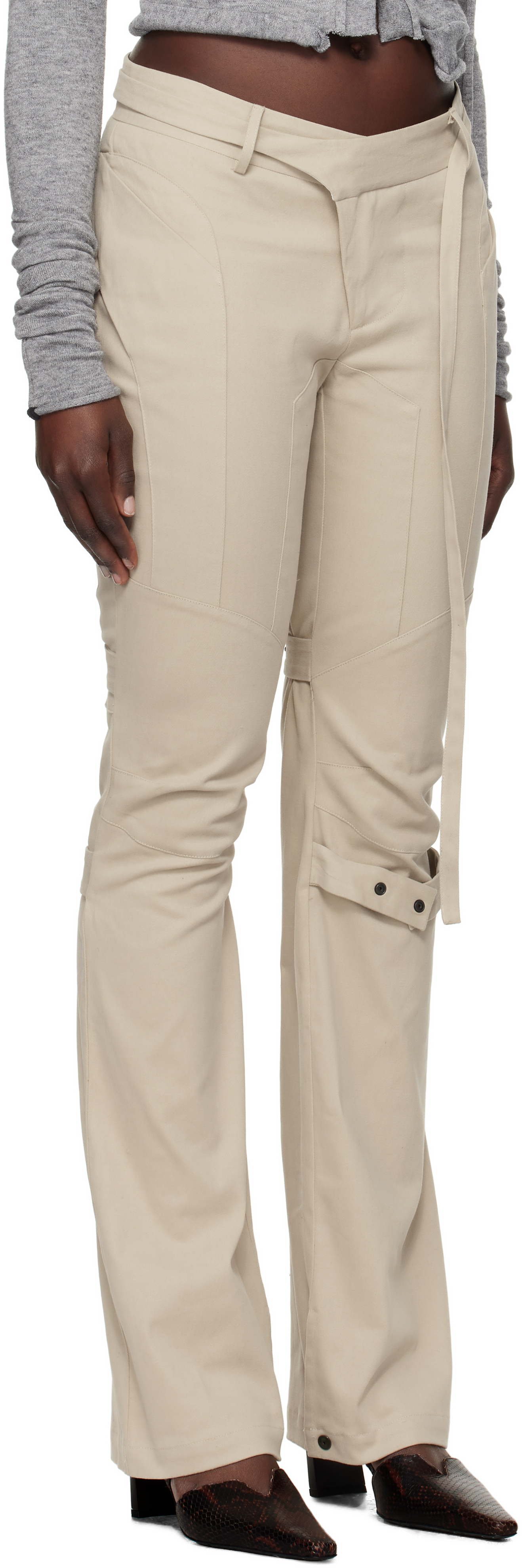 Ottolinger Beige Deconstructed Flared Chino Trousers