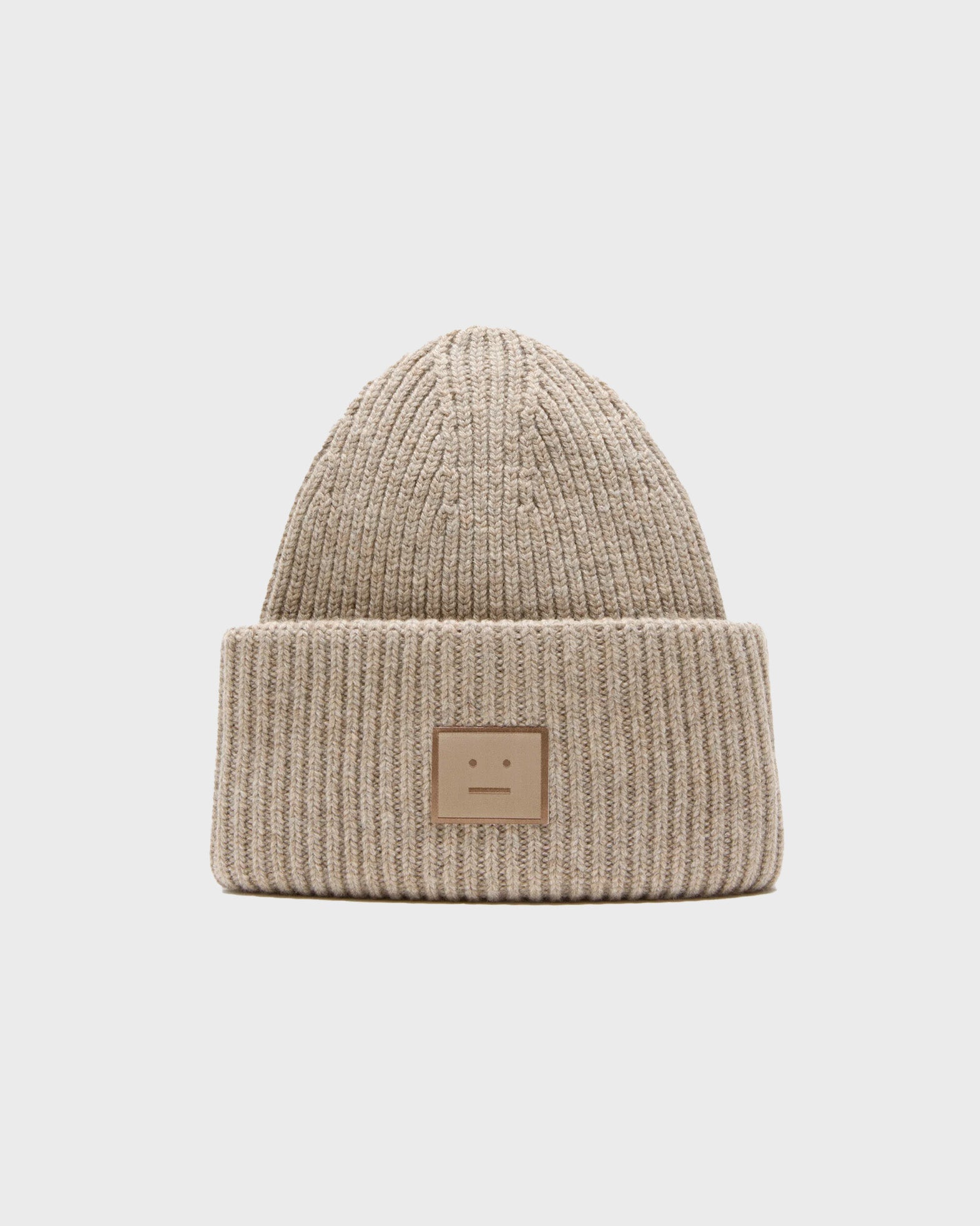 Acne Studios Beanie Large Face Logo Greige ONESIZE