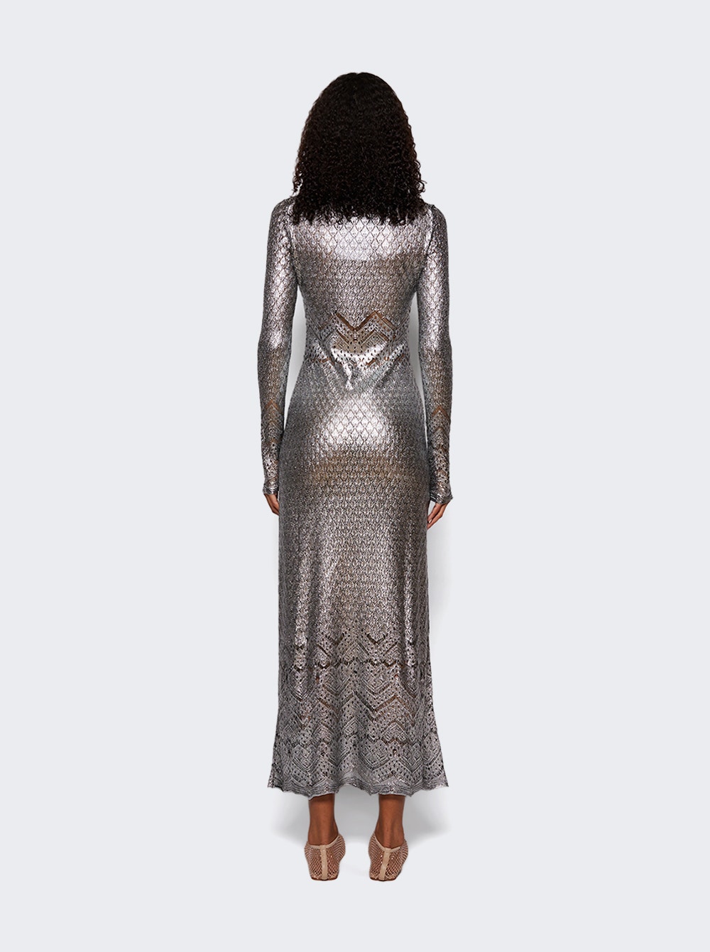 Metallic knitted maxi dress - Silver