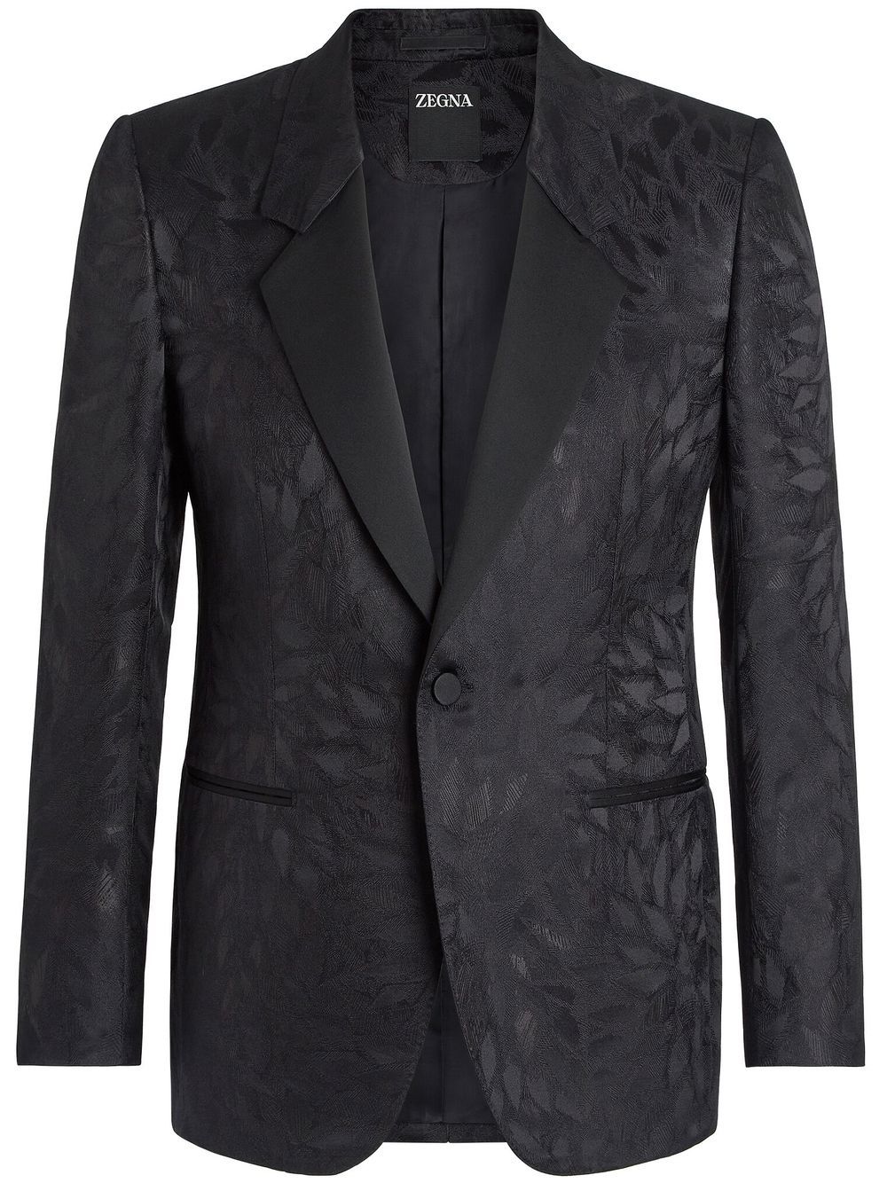 Jacquard single-breasted blazer - Black