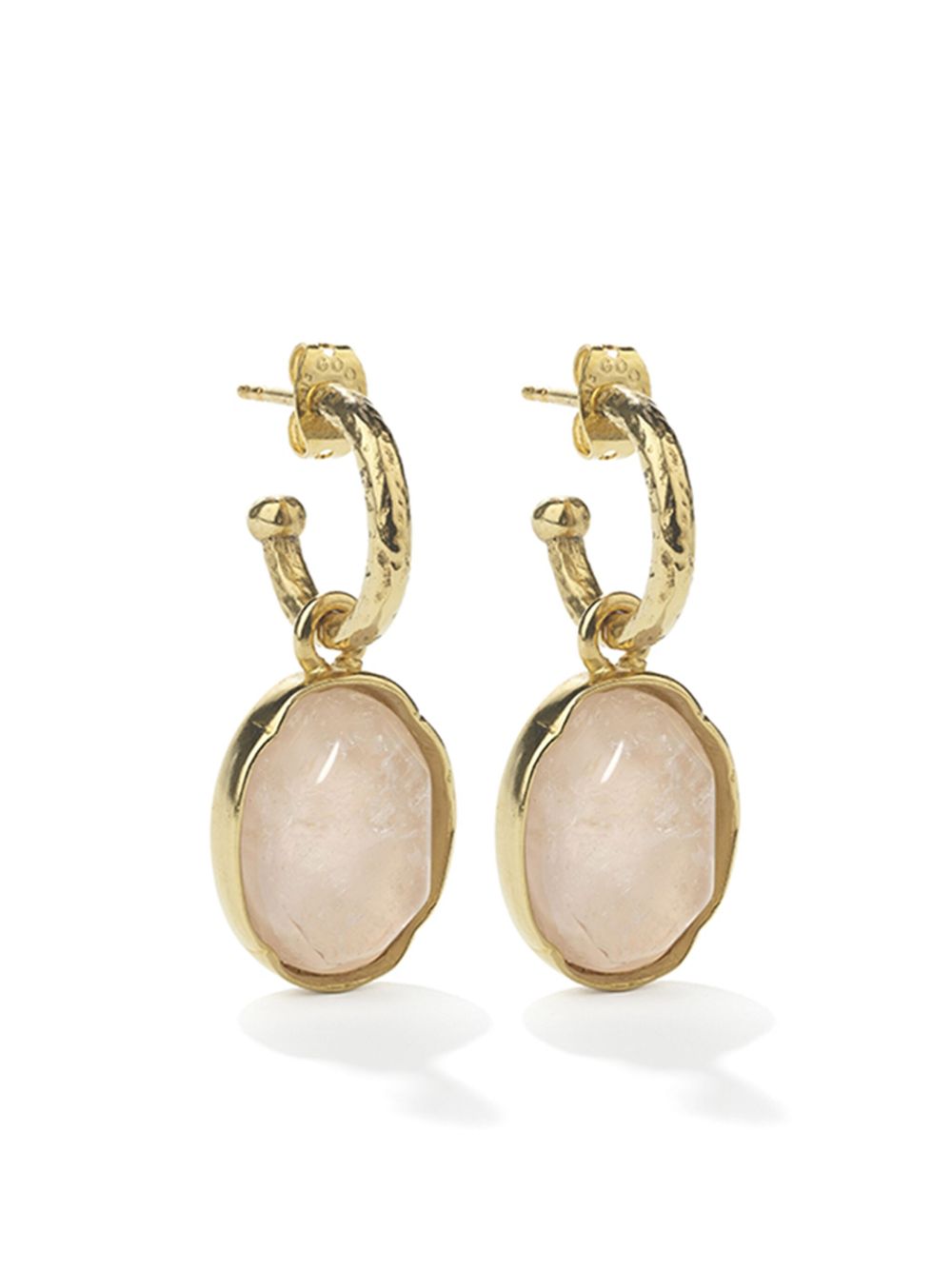 Cabochons hoop earrings - Gold