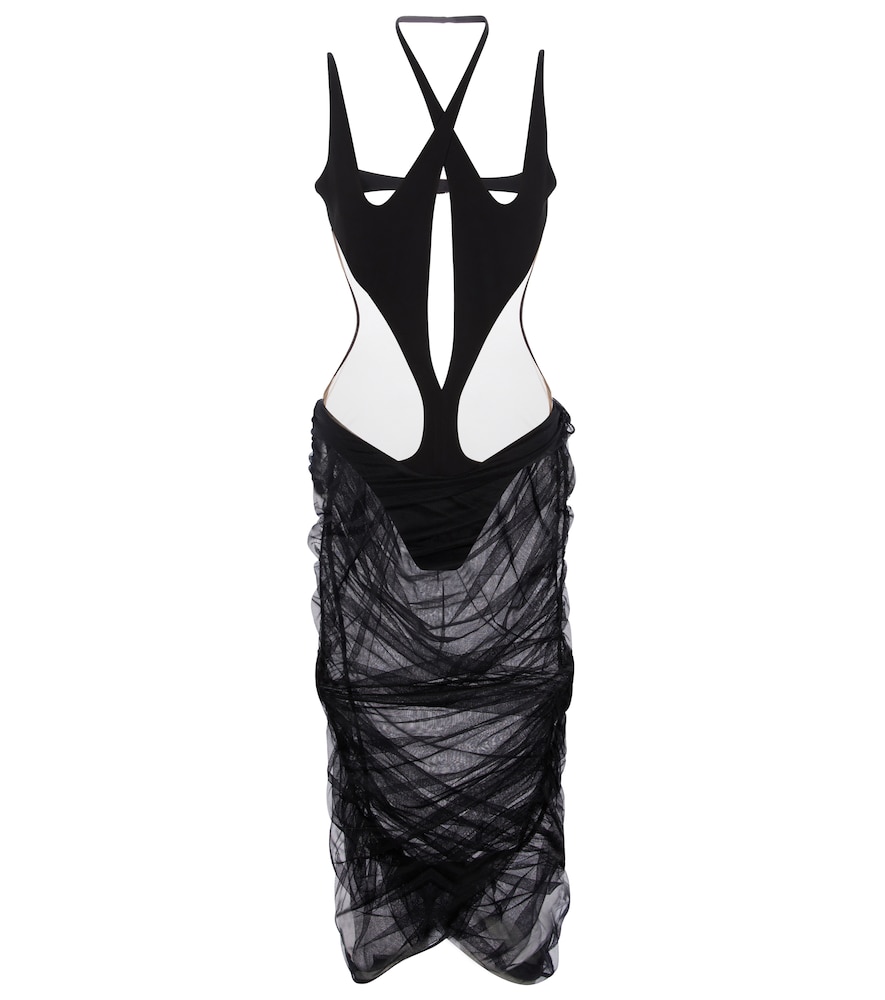Cutout stretch-jersey midi dress