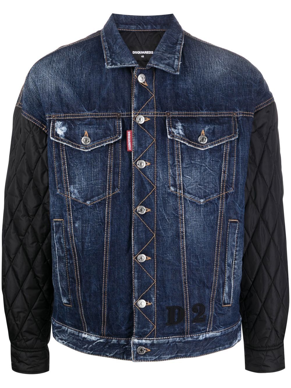 Contrast-sleeve denim jacket - Blue