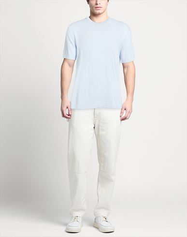 Man Sweater Sky blue Size 38 Cotton
