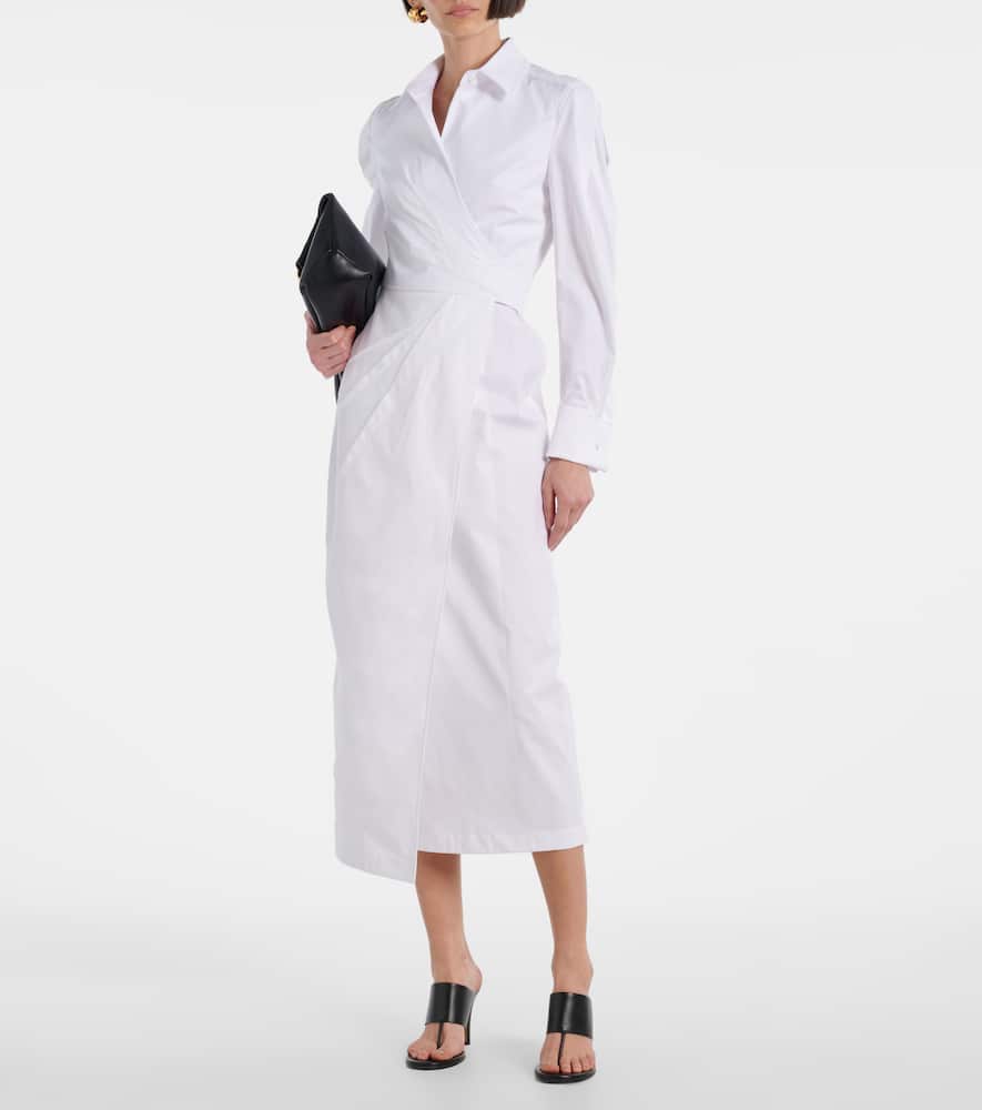 Cotton-blend twill wrap dress