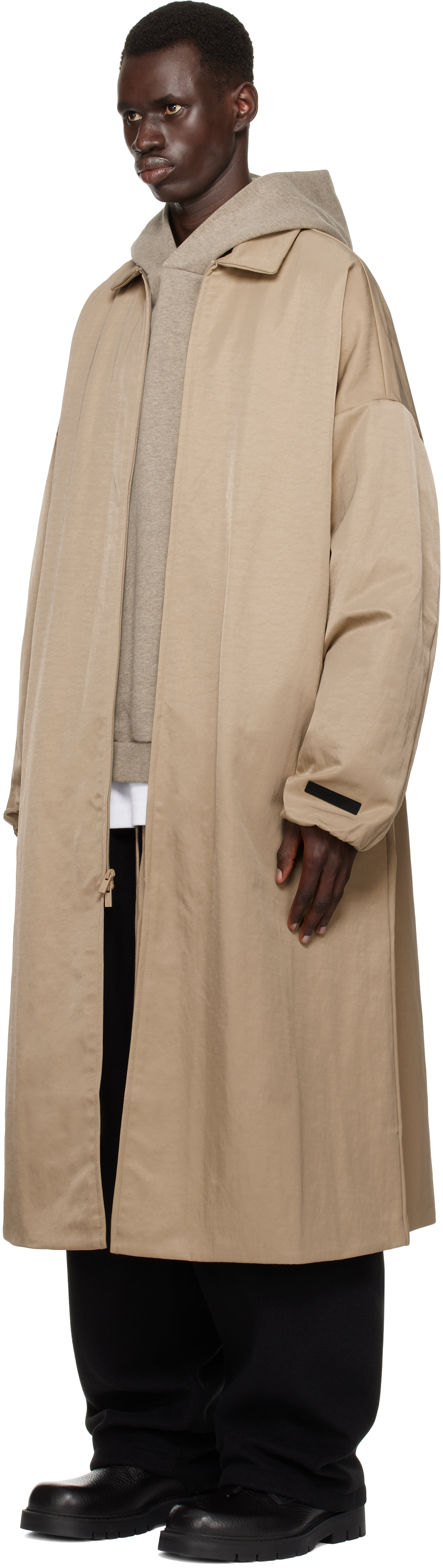 Fear of God ESSENTIALS Beige Textured Nylon Trench Coat