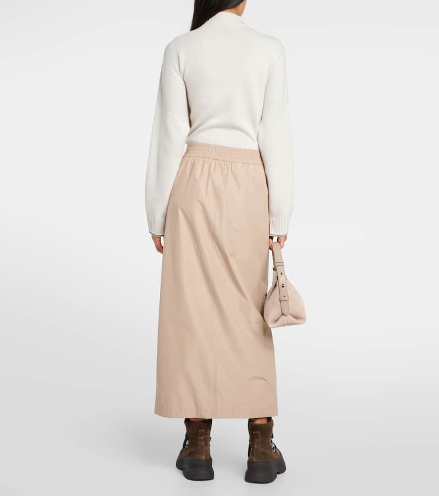 Zip-up taffeta maxi skirt