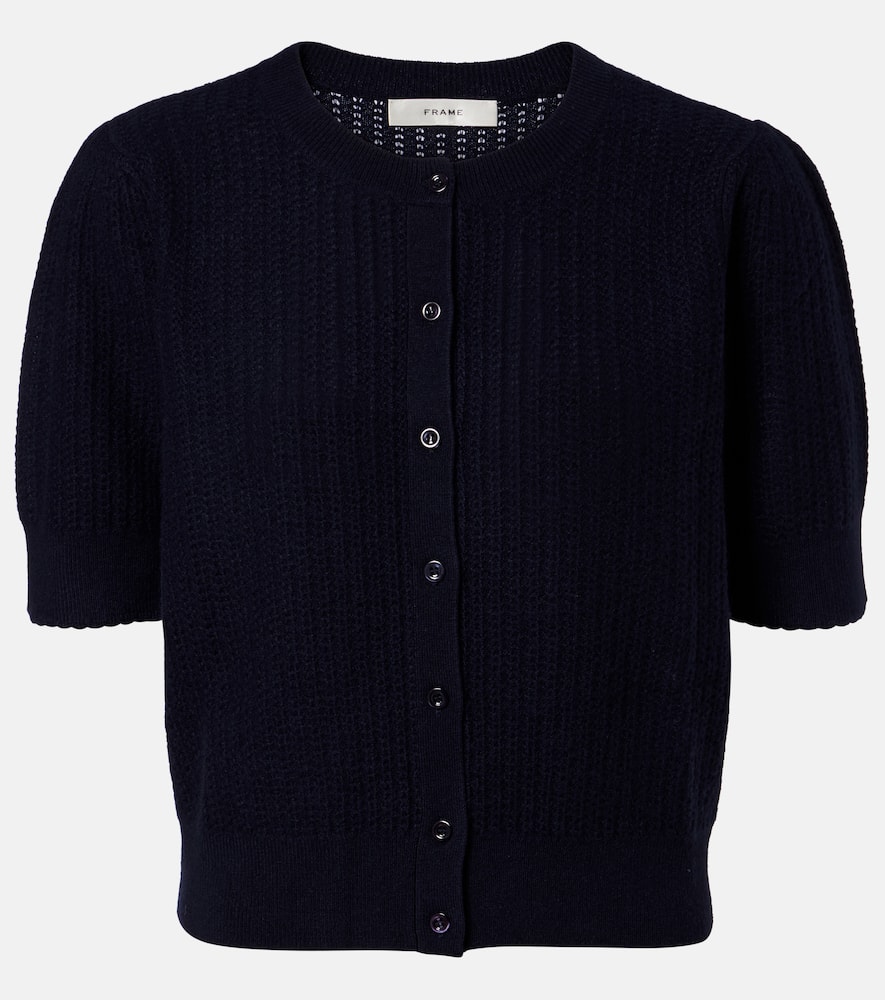 Ladder pointelle cashmere cardigan