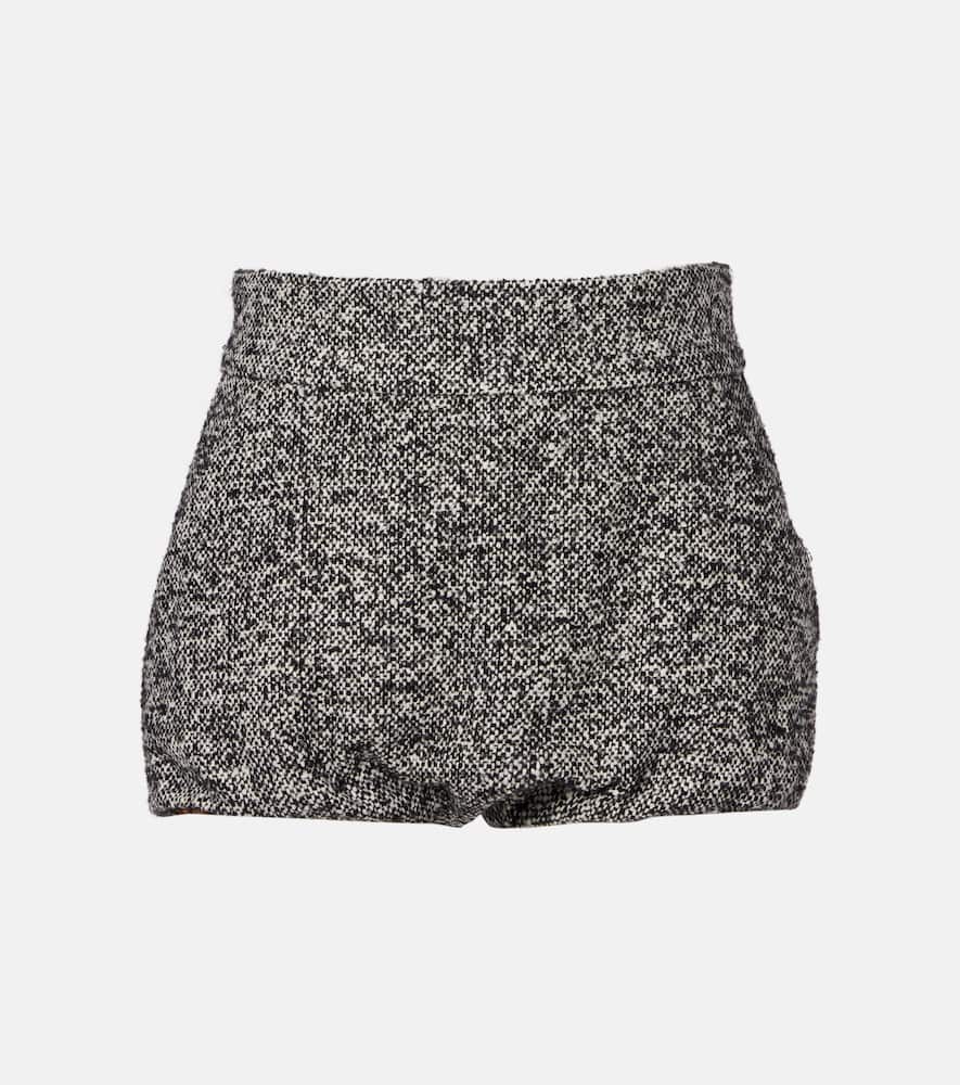 Wool and silk-blend high-rise shorts
