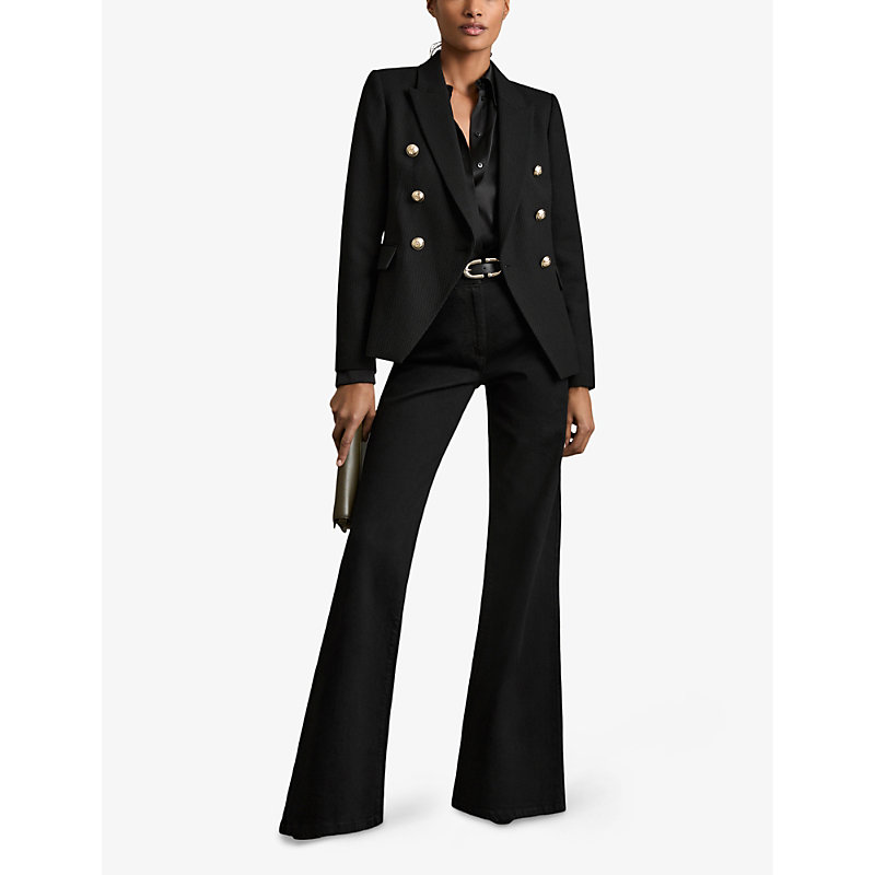 Womens Tally Double-Breasted Tailored Wool-Blend Blazer