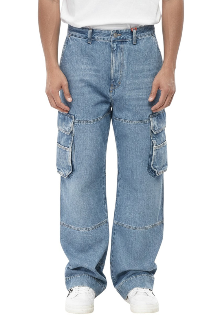 Light Blue Loose Cargo Jeans