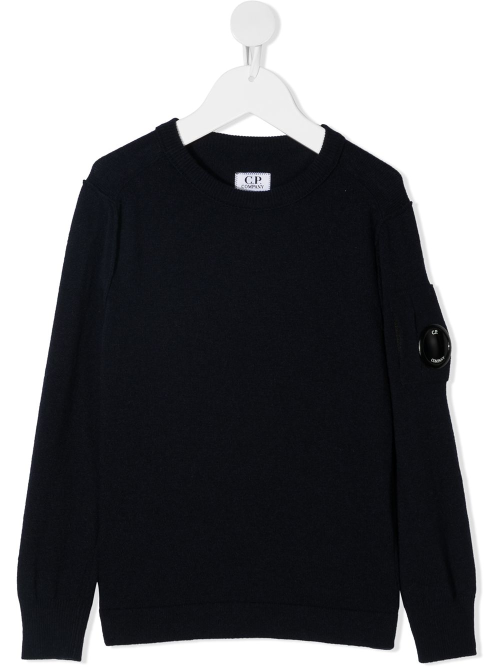 Lens-embellished rib-trimmed jumper - Blue