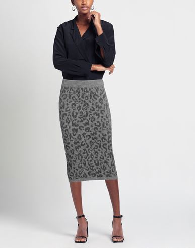 Woman Midi skirt Grey Size 6 Acrylic, Textile fibers, Viscose, Wool, Metal