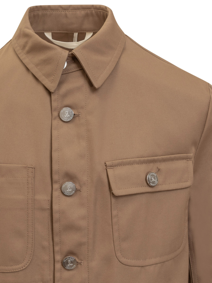 Brown Solid Shirt Collar Jacket