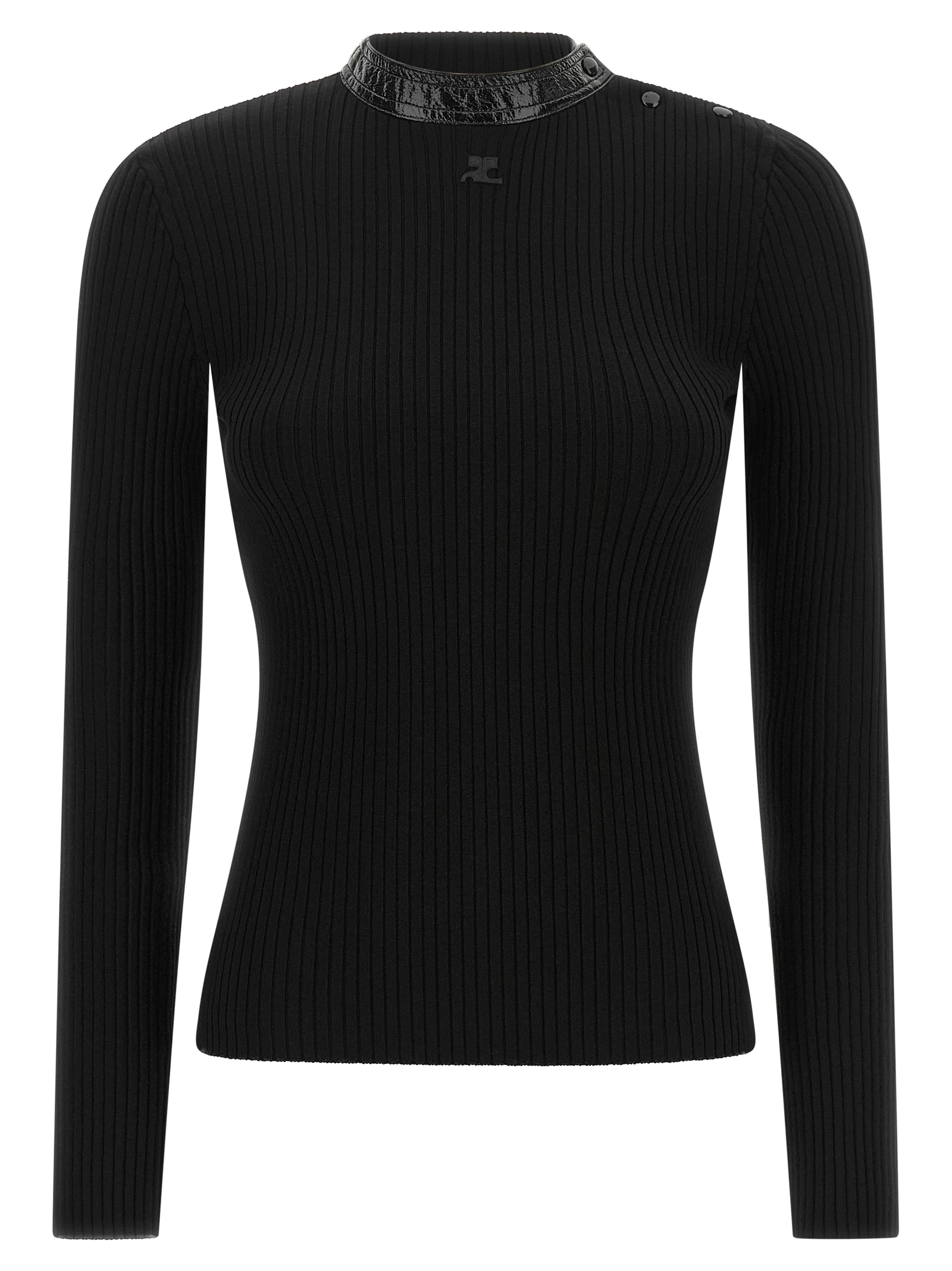 Ribbed Viscose Sweater — Black