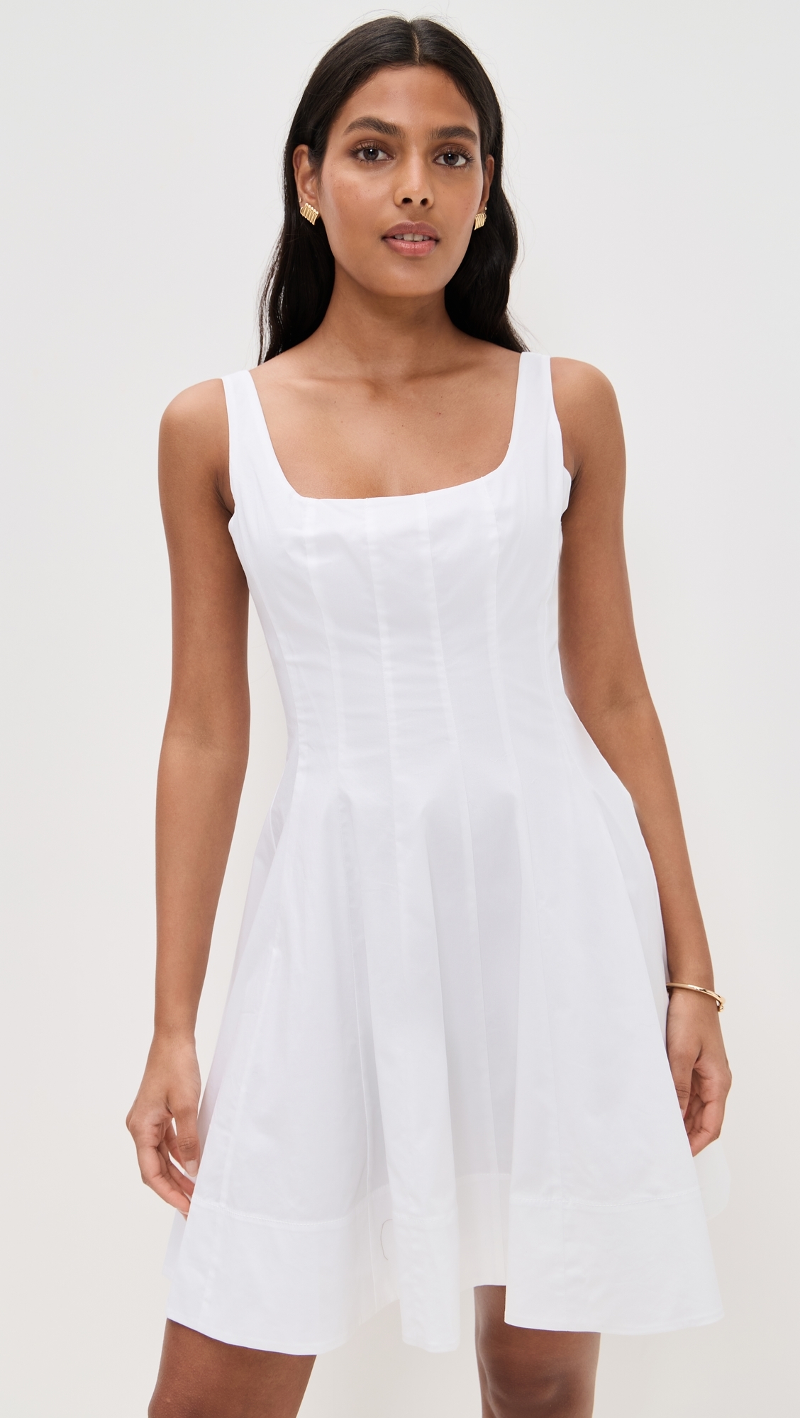 STAUD Wells Mini Dress White