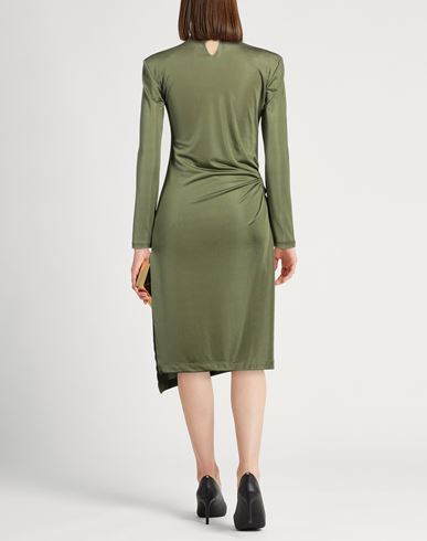 La Semaine Paris Woman Midi dress Military green Size 10 Polyester, Elastane